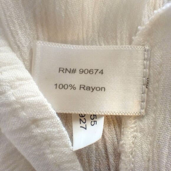 Boston Proper Spanish Boho Off Shoulder Top Off White Crepe S Flowy Artsy Cowrie - Picture 7 of 7